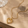 The hollow double-layer heart-shaped diamond-encrusted pendant has a unique texture and a sweet and cool style. The stainless steel snake bone chain can be layered and worn, making it a trendy and exquisite jewelry for young girls Specification image